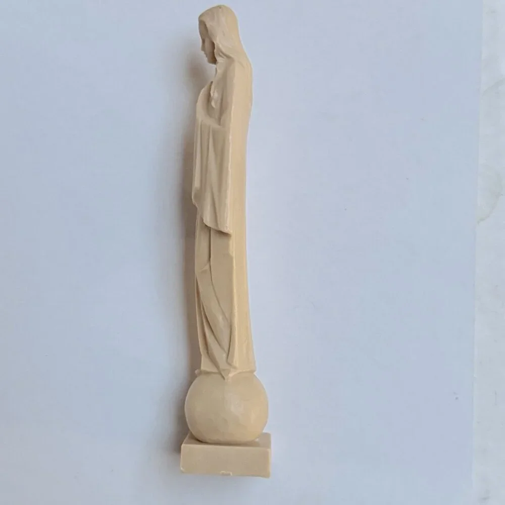Vintage Beige Plastic Praying Mary Figurine Robe Mary Jesus Religious Christian